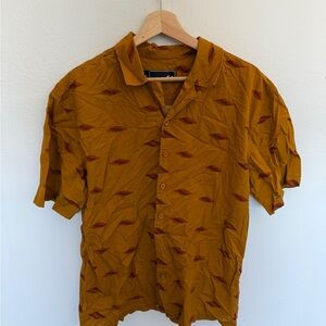 Lost Men's Mustard and Rust Patterned Shirt
